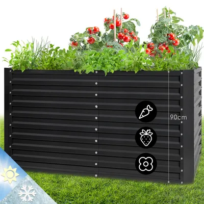 Image de Blumfeldt Jardiniere sur Pieds, Espace Potager sur Pied Jardinage Extérieur, Potager Surélevé en Hauteur, Potager Sureleve Exterieur Jardin et Balcon, Bac Potager sur Pied en Acier, 1800L, 2 m