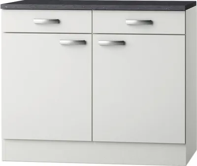 Obrázok produktu pre Kuchynská skrinka dolná so šuplíkom a dvierkami Optifit Lagos286 100 x 60 x 84,8 cm biela lesk biela matný