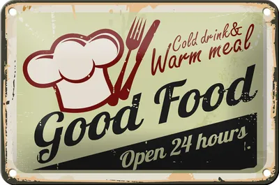 Produktbild von Blechschild Retro 18x12cm Good Food cold drink open 24