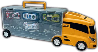 Produktbild von ADAC Autotransporter mit 4 Autos LKW Auto Transporter Koffer Spielzeug 39402 Neu