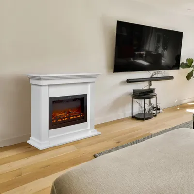Immagine prodotto di Caminetto elettrico Xaralyn - Flex EFL-HLW - legno bianco - 1500 Watt di riscaldamento - con telecomando - caminetto da incasso incluso - caminetto decorativo
