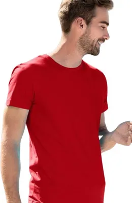 Obrázek produktu pro Přiléhavé pánské tričko, 100% bavlna, bez potisku, jednobarevné, 180 g/m2, barva červená, velikost S