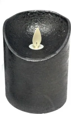 Produktbild von LED Kerze echtwachs Stumpenkerze Höhe 10 cm ANTHRAZIT Einschaltautomatic + Timer