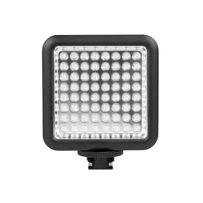 Produktbild von Walimex pro LED-Videoleuchte mit 64 LEDs, 6 W, Kamera Beleuchtung stufenlos dimmbar, erweiterbares Fotolicht mit Stecksystem, Videolicht für Aktion Kamera, Camcorder und DSLR