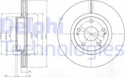Produktbild von 2x DELPHI Bremsscheibe BG4113 für TOYOTA AVENSIS Kombi (T25) AVENSIS (T25_)