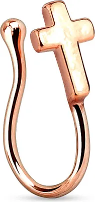 Produktbild von Nasenpiercing Nasenring Fake Piercing Kreuz Cross Nasenclip None Clip On Stecker rosegold