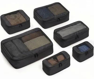 Produktbild von Verpackungswürfel Kompression, 6-teiliger Fallorganisator (Schwarz)