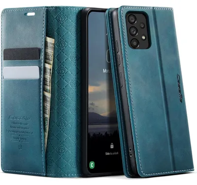 Productafbeelding van Telefoonschaal, flippercase voor Samsung Galaxy A53 5G, met RFID-bescherming, kaarthouder, standfunctie, blauwgroen