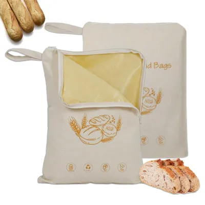Image de Omgoods - Sac réutilisable pour le pain, en cire d'abeille, avec fermeture éclair