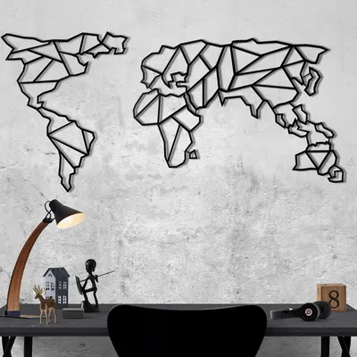 Immagine prodotto di Wallity, World- BSG1072, Nero, Altre decorazioni per la casa, 60 x 120 cm, 100% metallo (spessore: 2 mm)
