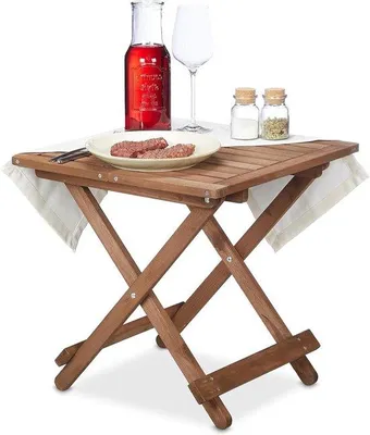 Immagine prodotto di Tavolo pieghevole in legno soggiorno balcone terrazzo tavolo laterale stabile portatile - 50x50x50 cm - marrone