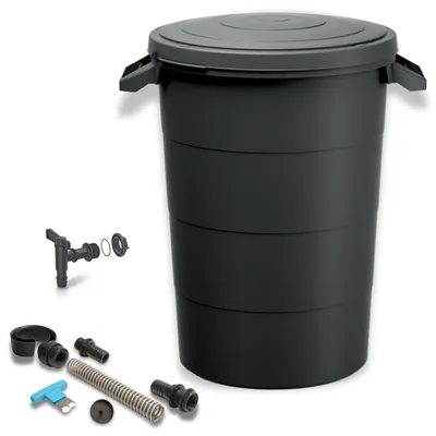 Produktbild von YourCasa Regentonne 80Liter [inkl. Anschlusset & Bohrer] Regenfass Wetterfest aus Kunststoff mit Wasserhahn