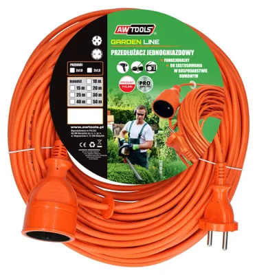 Garten-Verlängerungskabel AWTOOLS 25 m Orange 2x1,0 mm²