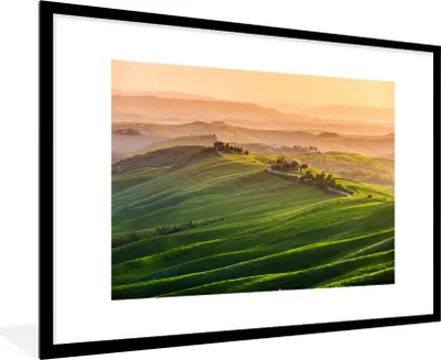Produktbild von MuchoWow® Gerahmtes Poster Toskana - Landschaft - Hügel 90x60 cm - Poster mit Schwarzem Bilderrahmen Wandposter Rahmen Foto Bilder - Wanddekoration - Fotos