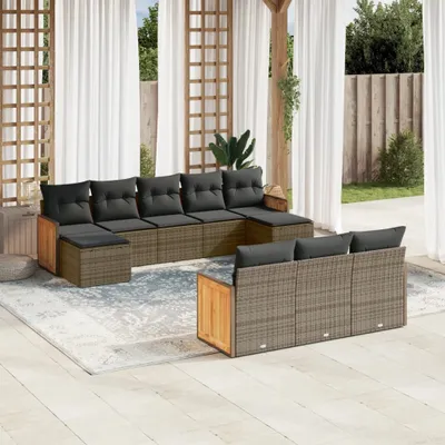 Produktbild von 10-tlg. Garten-Sofagarnitur mit Kissen Grau Poly Rattan 3228097
