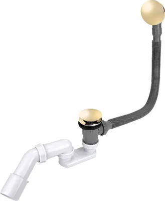 Produktbild von Ablaufgarnitur Badewanne Gold Röhrensiphon Wannenablauf Push Open Siphon