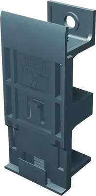 A 3D render of a gray plastic mounting bracket.