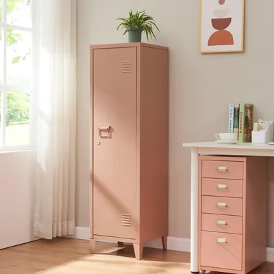 Produktbild von Einzelspind ’Kurikka’ mit 2 Ablagen abschließbar Metall 137 x 38 x 38 cm Hellbraun