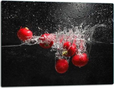 Image de Planche à découper en verre Plaque de recouvrement pour cuisinière Vitrocéramiquefeld Universal 52x40 cm Noir Fruit