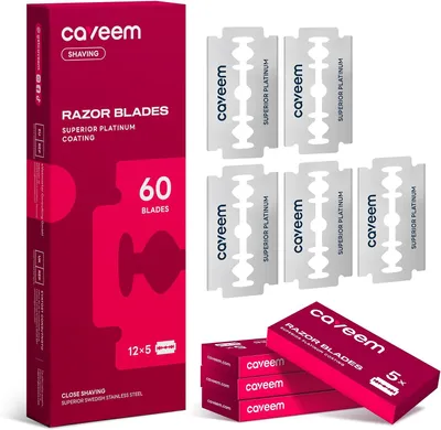 Productafbeelding van Dubbele mesjes scheermesjes, 60 stuks, 12 x 5 mesjes, voor een glad scheerresultaat