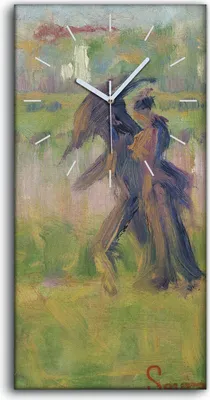 Produktbild von Wanduhr Uhr Wandbild Leinwand 30x60 Malerei Abstrakte Kunst Stadt Fluss - weiße Hände