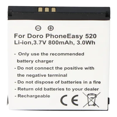 Produktbild von Akku für Doro PhoneEasy 520 Akku DBF-800A, DBF-800B, DBF-800C, DBF-800D, DBF-800E 43,7x39,6x5,5mm