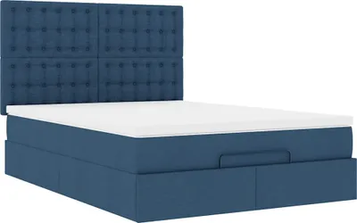Produktbild von Ottoman-Bett mit Matratze Blau 140x200 cm Stoff