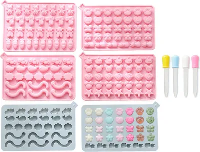 Produktbild von CANDeal 6er-Pack Silikon-Süßigkeitsformen/Blumen-Tierpfotenform, Antihaft-Schokoladenschale mit 4 Tropfern, schafft 185 süße Snacks