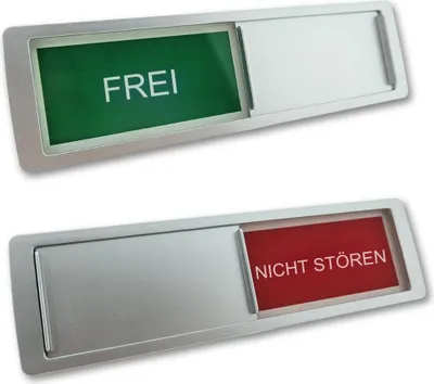 Produktbild von CombiCraft Schiebeschild "Frei-Nicht Stören - 5 Stück - in einem silberfarbenen Kunststoffschiebeprofil ca. 178x50mm - 5 Stück