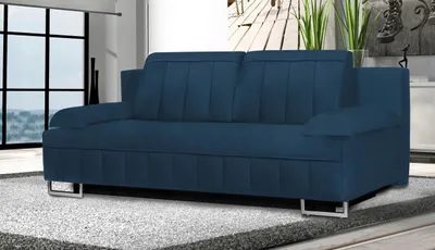 Produktbild von Modernes HERMOSA-Sofa mit Schlaffunktion und Bettzeugcontainer (Dunkelblau - Kronos 09)