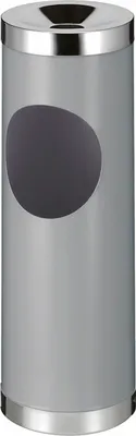 Produktbild von Runder Metall Kombiascher mit ovaler Einwurfsöffnung | 30 Liter, HxØ 72x24cm | Grau
