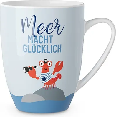 Produktbild von maritimer Becher, Tasse Meerfreunde mit Krabbe für 250ml Geschenk für Dich