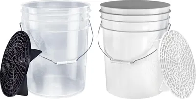 Produktbild von Benbow Set 4-tlg, Auto Wascheimer 20 Liter (Weiß + Transparent) + Schmutzsieb (Weiß + Transparent), Autoaufbereitung, Waschanlage, Autozubehör, Autos