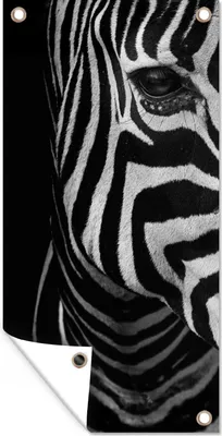 Produktbild von MuchoWow® 30x60 cm Outdoor-Poster Gartendeko Sichtschutz Garten Poster für den Garten  Tiere - Zebra - Schwarz - Weiß