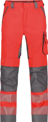 Imagen del producto de Pantalón de trabajo de alta visibilidad DASSY modelo ODESSA, talla 50, color rojo neón/gris
