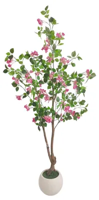 Produktbild von Künstlicher Bougainvillea Baum - Topfpflanze 180 cm - Realistischer Kunststoffbaum - Bodendeko innen & außen - Für Zuhause Büro Hochzeit - Rosenrot