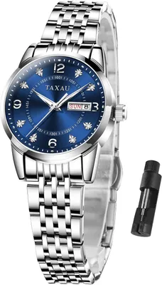 Produktbild von Armbanduhr Damen Einfach Klein Zifferblatt - Damenuhr mit Datum Wasserdicht - Klassisch Uhr Damen Quarzuhr Gold Silber Edelstahlband