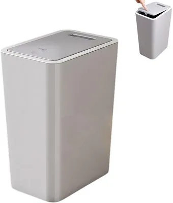 Produktbild von Schmaler 10 Liter Abfallbehälter mit Deckel, scentless Mülleimer für Badezimmer, Küche und Büro