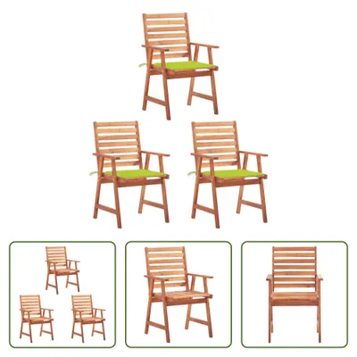 Produktbild von The Living Store Garten-Essstühle 3 Stk. mit Kissen Massivholz Akazie