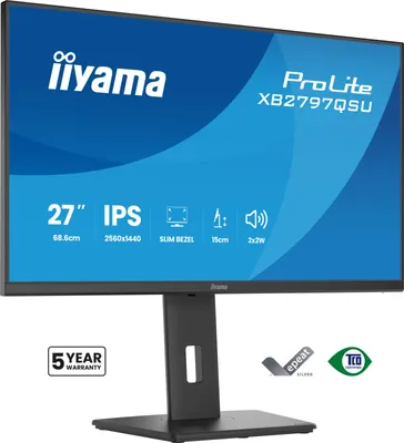 Zdjęcie produktu dla iiyama ProLite XB2797QSU-B1, 68,6 cm (27"), 2560 x 1440 px, Quad HD, LED, 1 ms, Czarny