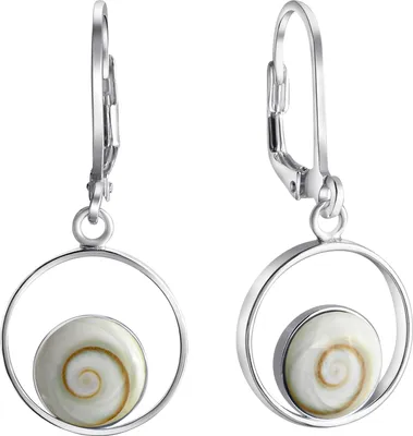 Produktbild von V Ohrhänger 925/- Sterling Silber 3,1cm weiß Muschel weiß 342230027R