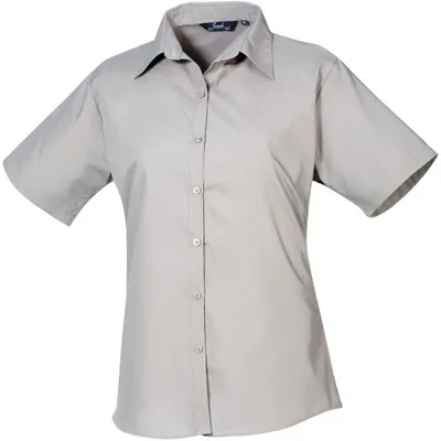 Immagine prodotto di Premier Workwear , Camicetta donna in popeline a maniche corte , Argento , 36 (XS/8)