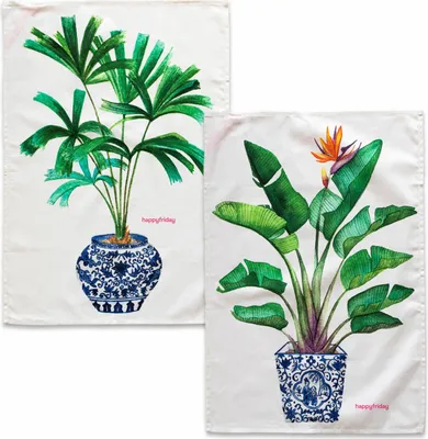 Image de Kit de lingettes HappyFriday Coloré 70 x 50 cm Plante (2 pièces)