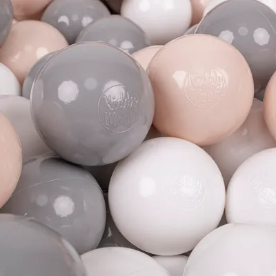 Produktbild von KiddyMoon 300 bälle/7cm kinder bälle spielbälle für bällebad baby einfarbige plastikbälle  eu, pastellbeige/grau/weiß