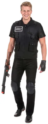 Produktbild von Originelles SWAT Herrenkostüm schwarz - L