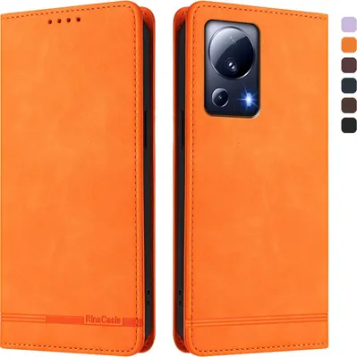 Obrázek produktu pro Pouzdro pro Xiaomi 13 Lite, retroPolyuretankožené flip pouzdro s stojánkem a přihrádkami na karty Pomerančový