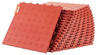 Obrázok produktu pre VEVOR garážové podlahové kovanie, 305 x 305 x 13,4 mm, sada 50 kusov priemyselného podlahového kovania, protišmykové obojstranné konštrukčné garážové podlahy, pre garáže, pivnice, opravárenské dielne, červené