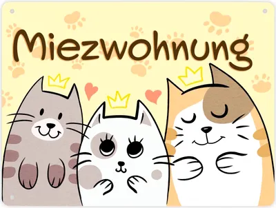 Produktbild von Miezwohnung Metallschild mit drei süßen Katzen für alle Katzenfreunde