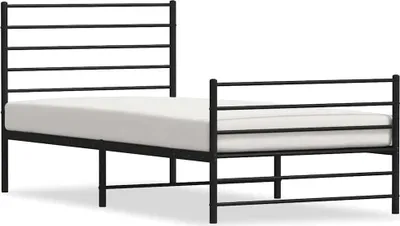 Obrázok produktu pre vidaXL Detská posteľ s čelom a nohami kovová čierna 90x190 cm