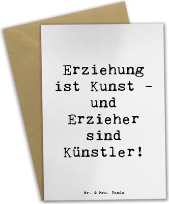 Produktbild von Mr. & Mrs. Panda Klappkarte Spruch Erzieher Künstler - Weiß - Geschenk, babykarte, weihnachtskarten, Erzieherin, Aufmerksamkeit, Erziehung, Geborgenheit, Meisterwerk